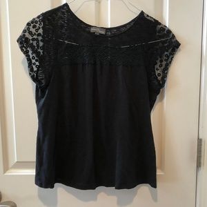 Lacy Black Short-sleeved Top